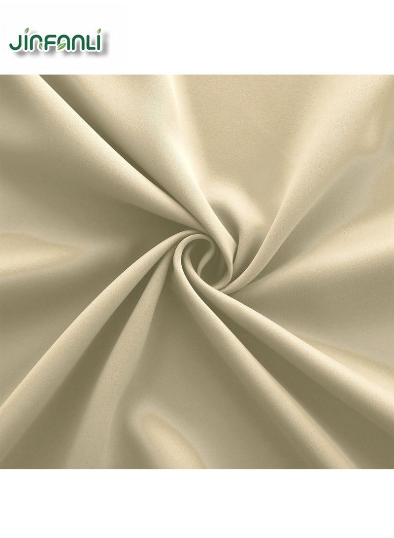 JINFANLI Milk tea color thickened Dutch Nylon perforated set: [Applicable to wall width 55-75] curtain width 100*height 200+0.8 white rod+binding strap - Image 4
